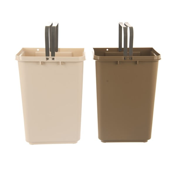 Cestino per la spazzatura in plastica bianco/beige per raccolta differenziata 2x20 l Duo Dust – Orion-image-1