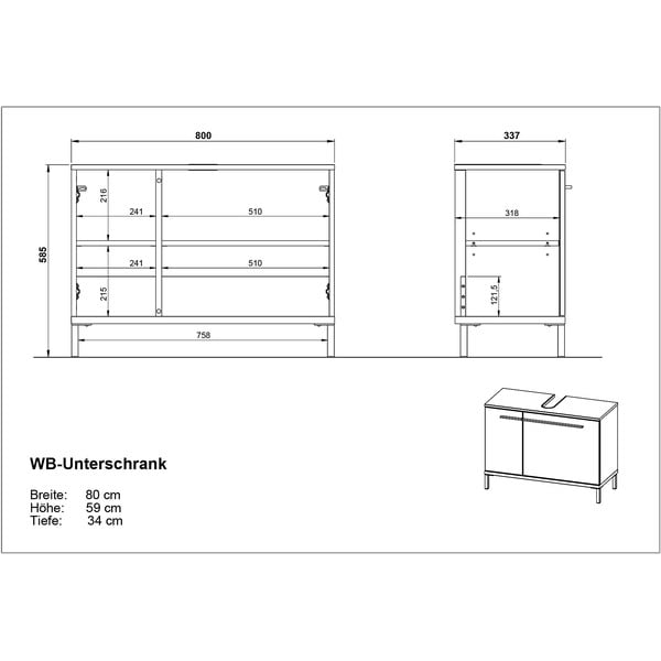 Mobile sotto lavabo grigio e beige in noce 80x59 cm Yonkers - Germania-image-3
