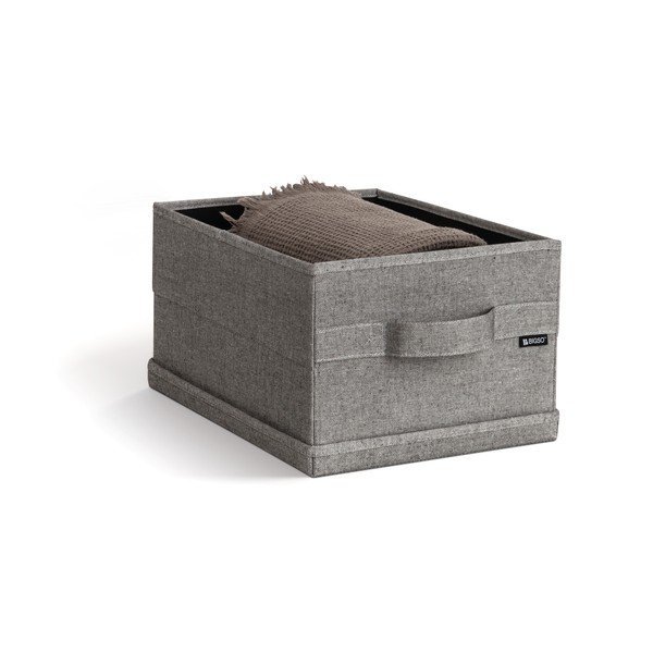 Scatola con coperchio grigia in tessuto 27x36x19 cm Soft Storage Small – Bigso-image-1