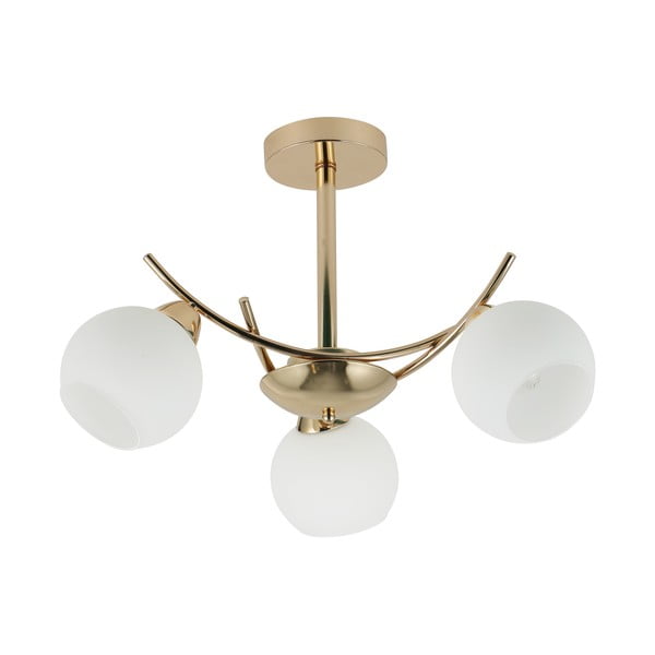 Plafoniera bianca/dorata con paralume in vetro 36x52 cm Amos – Candellux Lighting