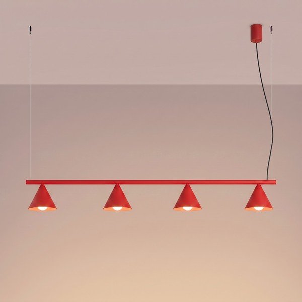 Lampadario rosso in acciaio Zylo – Sollux-image-2