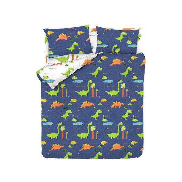 Set copripiumino e federa da bambini blu per letto matrimoniale 200x200 cm Dinolar – Mijolnir