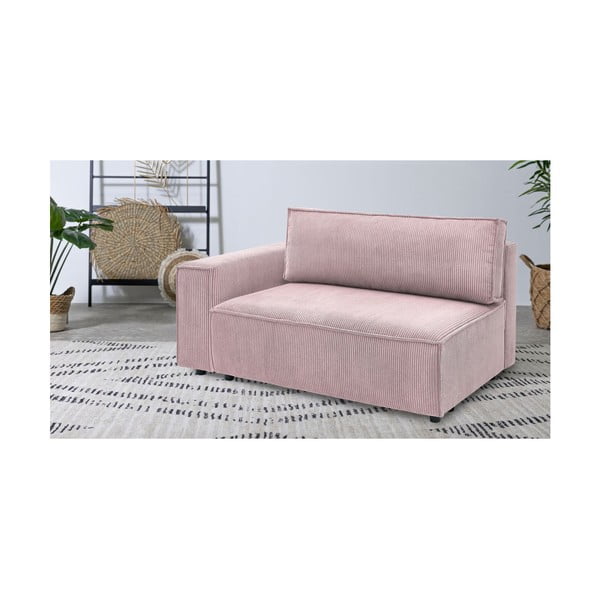 Modulo divano in velluto a coste rosa chiaro, angolo sinistro Nihad modular - Bobochic Paris-image-1