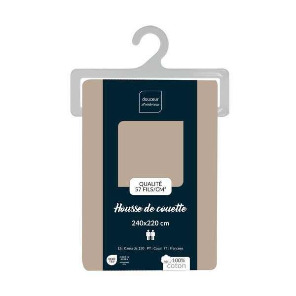 Copripiumino beige in cotone per letto matrimoniale/per letto esteso 240x220 cm Lina – douceur d'intérieur-image-2