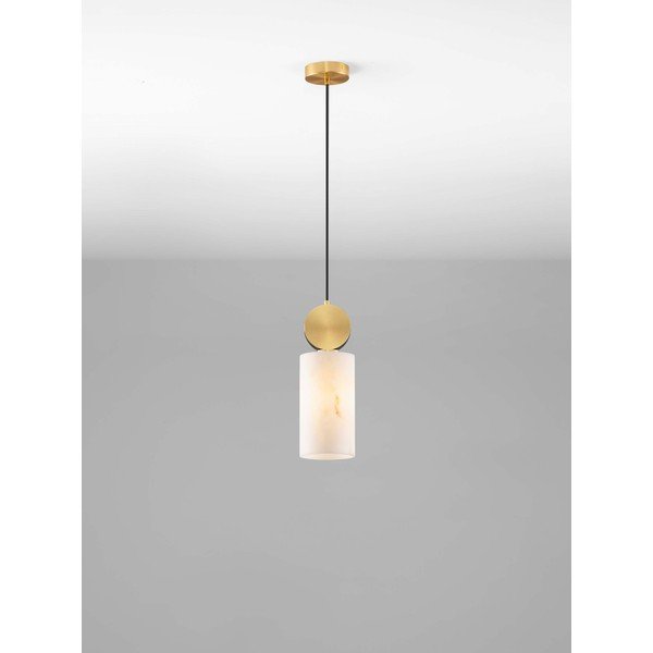 Lampadario color crema/color ottone con effetto pietra ø 12 cm Maru – Nova Luce-image-4