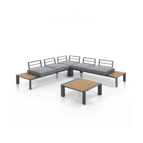 Set da giardino in alluminio di colore grigio-naturale per 4 persone Skorpios - Tomasucci-image-2