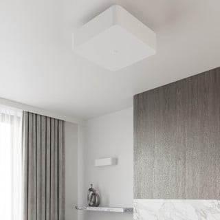 Lampada da soffitto bianca con paralume in vetro-tessuto 45x45 cm Kortez - Nice Lamps