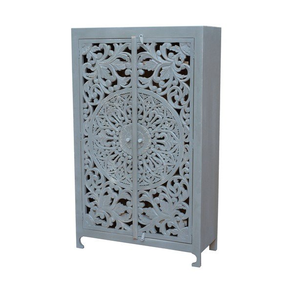 Armadio in legno di mango grigio chiaro 165x40 cm Kalita - Støraa-image-1