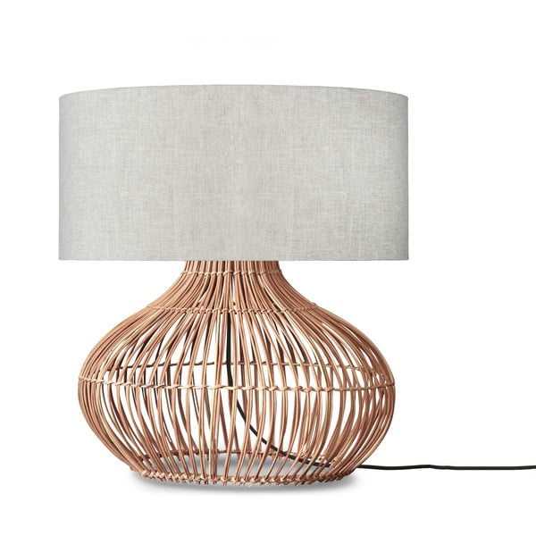 Lampada da tavolo con paralume in tessuto color crema e naturale (altezza 60 cm) Kalahari - Good&Mojo