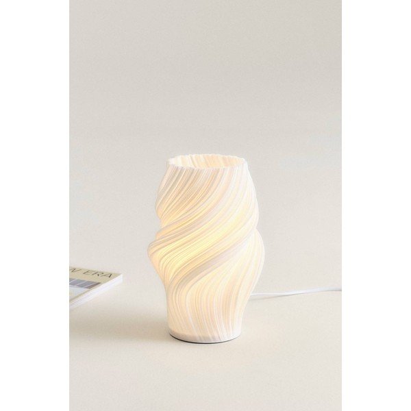 Lampada da tavolo bianca in plastica (altezza totale 27 cm) Calais – Jotex-image-1