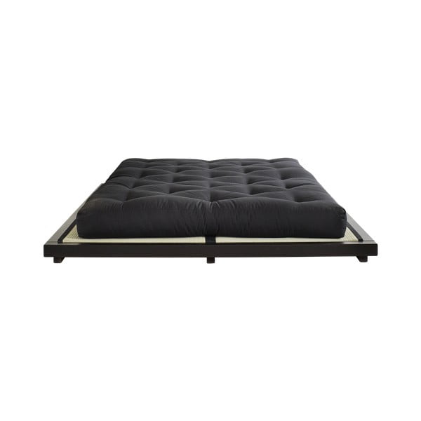 Letto matrimoniale in pino con materasso e tatami Dock Comfort Mat nero/nero, 160 x 200 cm - Karup Design