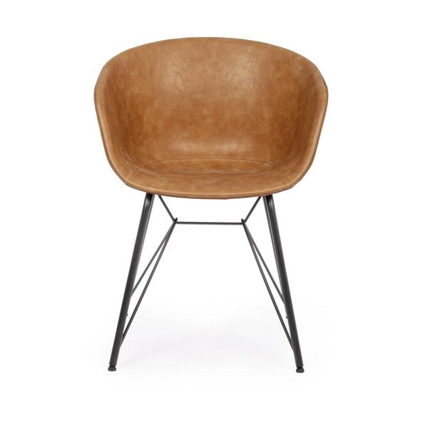 Sedia da pranzo marrone cognac in imbottito Warhol – Bizzotto-image-2