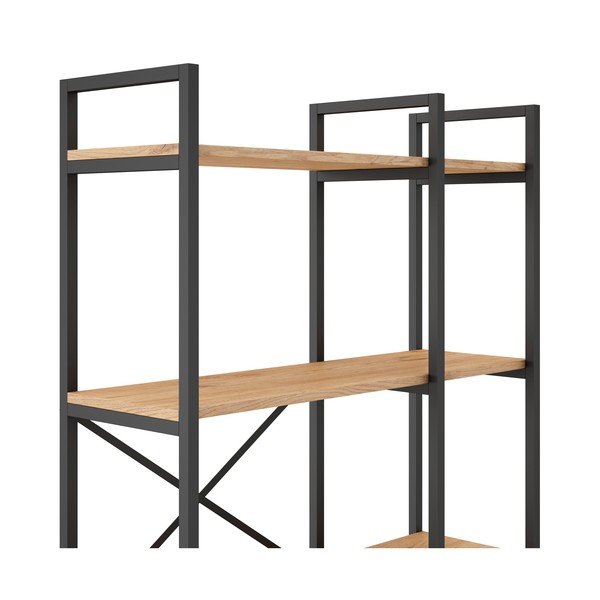 Scaffale in rovere nero/naturale 87,5x175 cm Dusan - Marckeric-image-4