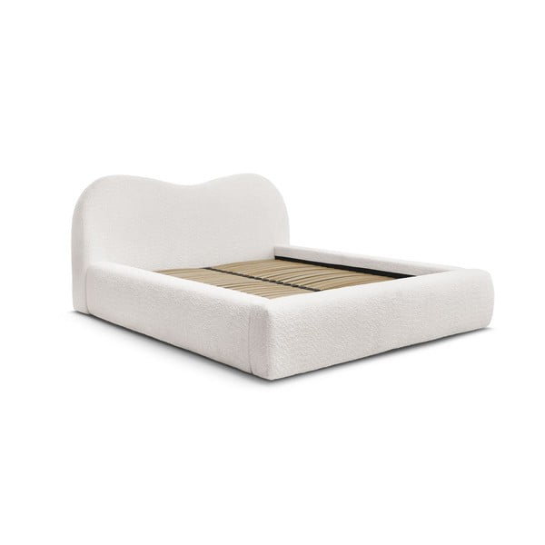 Letto matrimoniale bianco imbottito con spazio contenitivo con rete inclusa 180x200 cm Orlane – Bobochic Paris