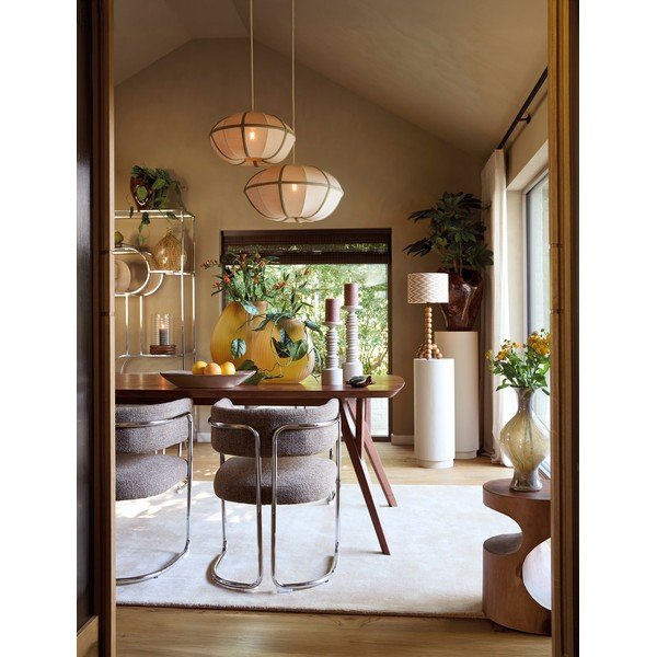 Lampadario color crema con paralume in tessuto Mirelys – Light & Living-image-1