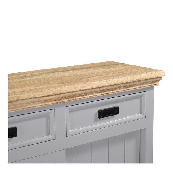 Credenza grigia/di colore naturale in mango massiccio con porte scorrevoli 160x90x40 cm Alpinist – Støraa-image-4