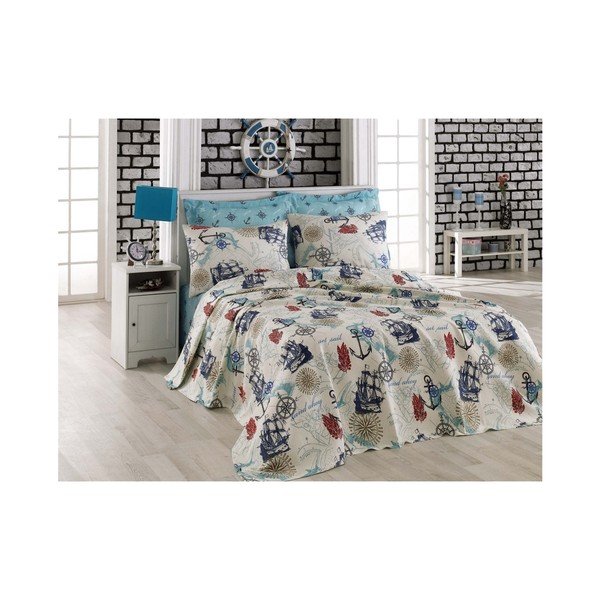 Copriletto leggero con lenzuolo e federe Marine, 200 x 235 cm - Mijolnir
