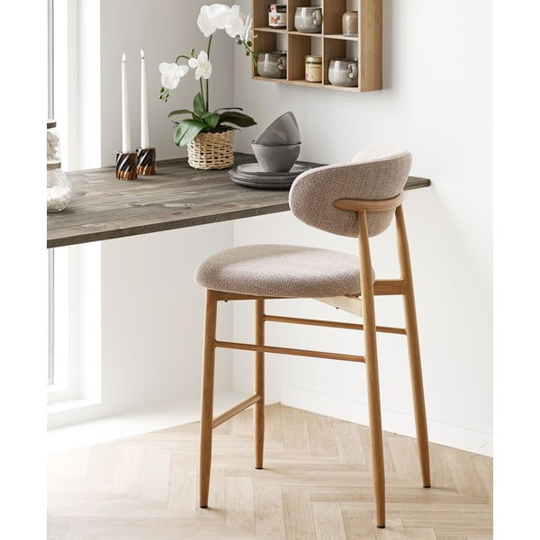 Sgabello da bar beige/di colore naturale imbottito (altezza della seduta 65 cm) Levanto – House Nordic-image-1