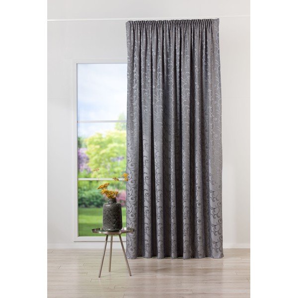 Tenda grigia in jacquard 210x245 cm Glory – Mendola Fabrics-image-1