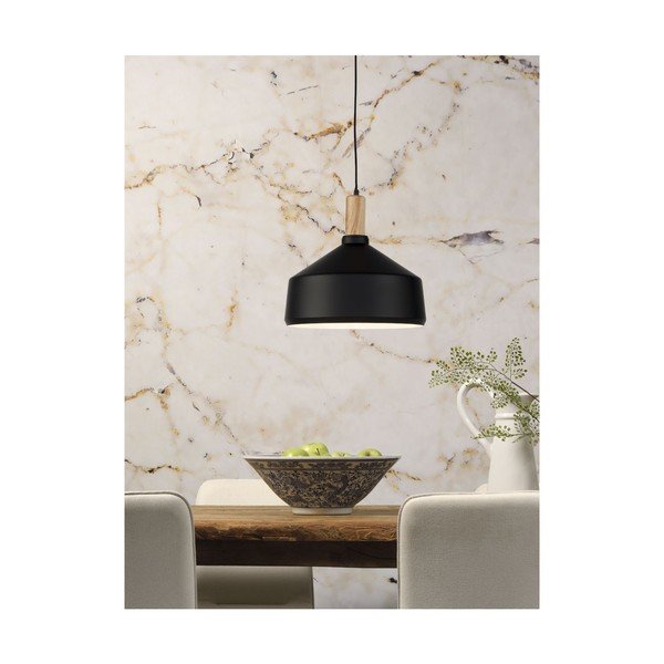 Lampada a sospensione con paralume in metallo nero e naturale ø 35 cm Melbourne - it's about RoMi-image-4