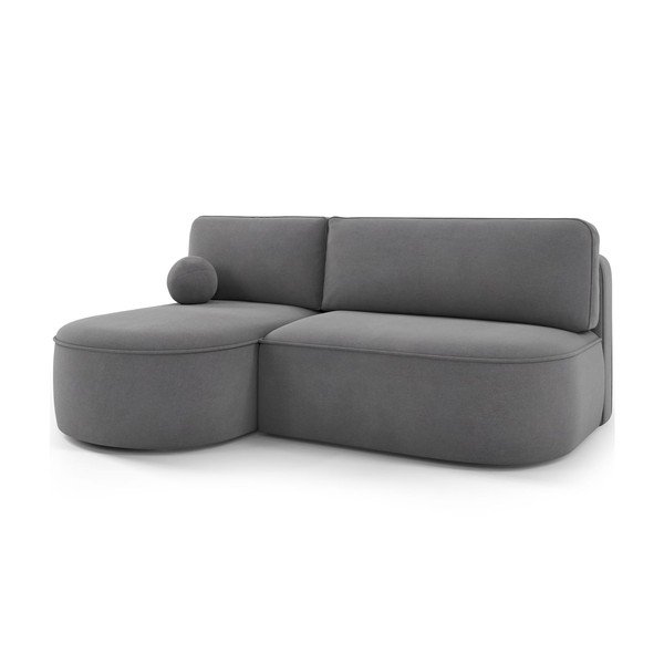 Divano angolare grigio allungabile/con contenitore (con penisola a sinistra/con chaise lounge) con rivestimento in velluto Livosa – ELTAP