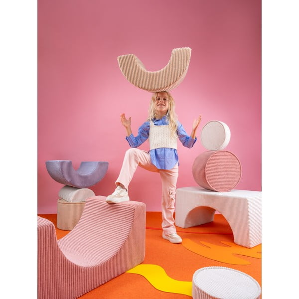 Gioco per psicomotricità rosa in velluto a coste 3 pz altezza totale 37 cm 75x49 cm Rainbow Montessori – Wigiwama-image-4