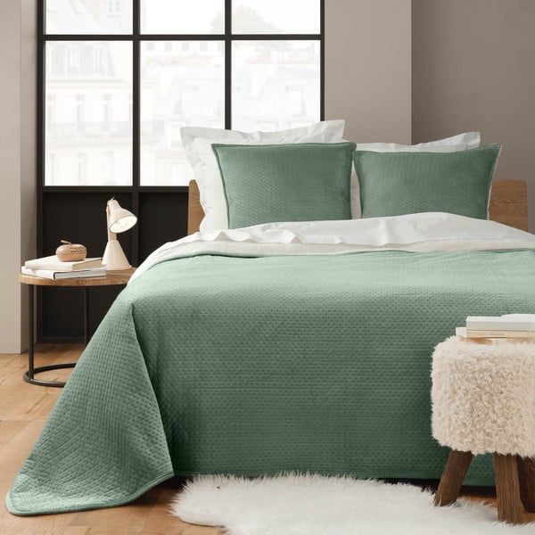 Set con copriletto e federa verde in sherpa 220x240 cm Mylene – douceur d'intérieur