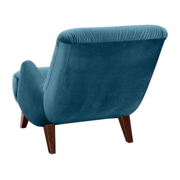 Poltrona blu petrolio con gambe in camoscio marrone Brandford - Max Winzer-image-2