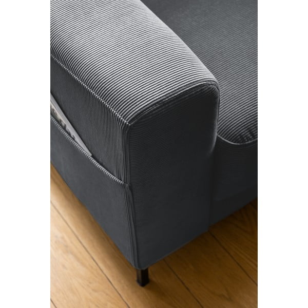 Poltrona in velluto a coste grigio scuro Lofty Lilly - Miuform-image-4