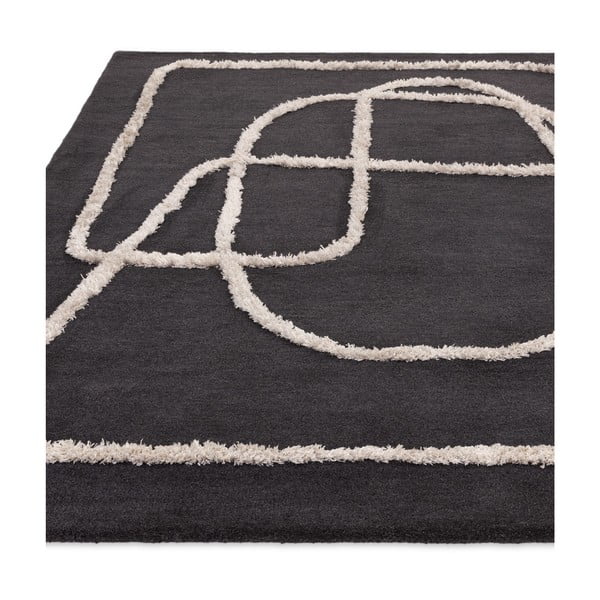 Tappeto in lana nero tessuto a mano 160x230 cm Matrix - Asiatic Carpets-image-3