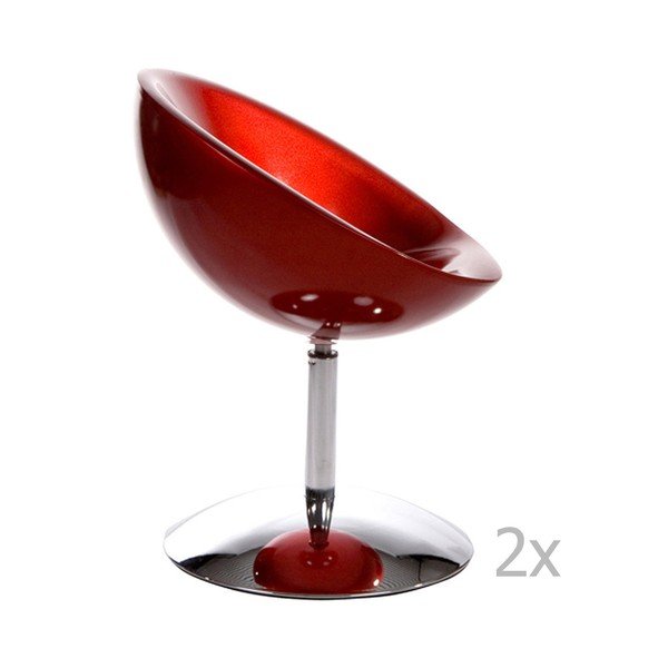 Set di 2 poltrone girevoli rosse Design Bowl - Kokoon