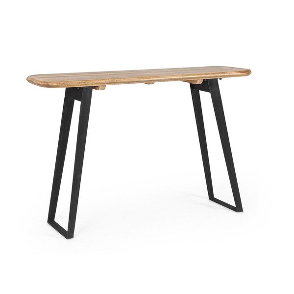 Tavolo consolle nero/colore naturale chiaro con piano in legno di mango 40x130 cm Nashik – Bizzotto