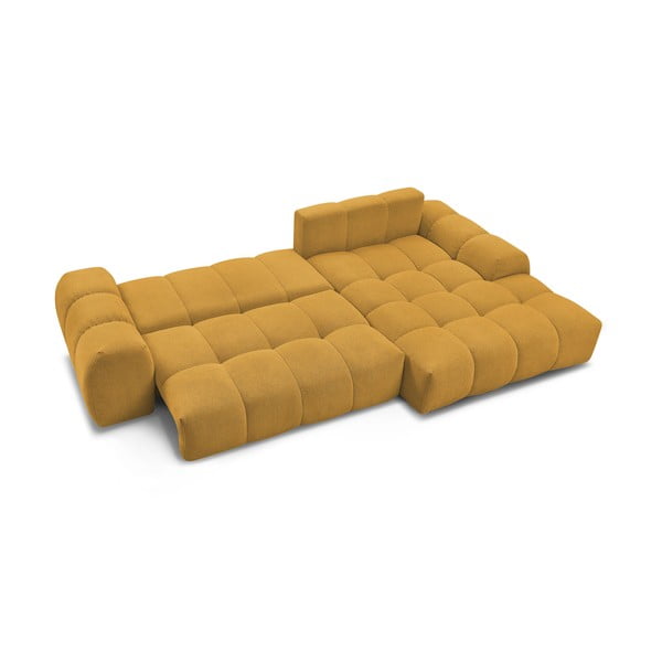 Divano angolare color senape allungabile e con contenitore (penisola a destra/chaise lounge) con rivestimento in ciniglia Everest – Bobochic Paris-image-4