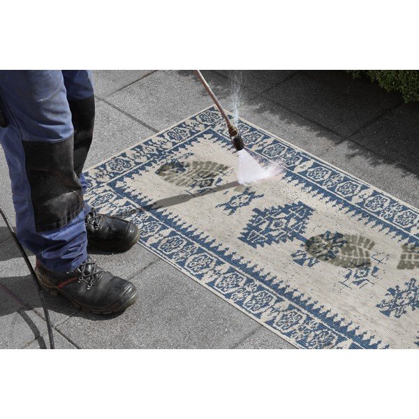 Tappeto da esterno blu e crema , 80 x 250 cm Duque - NORTHRUGS-image-3