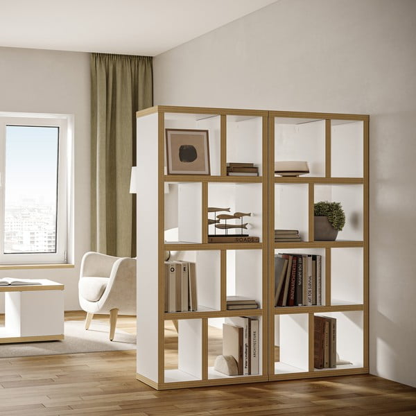 Libreria bianca con bordo in legno 70x159 cm Berlin - TemaHome-image-1