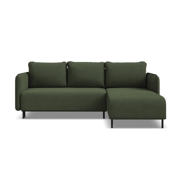 Divano letto verde con contenitore divano angolare (angolo destro) Luana - Makamii