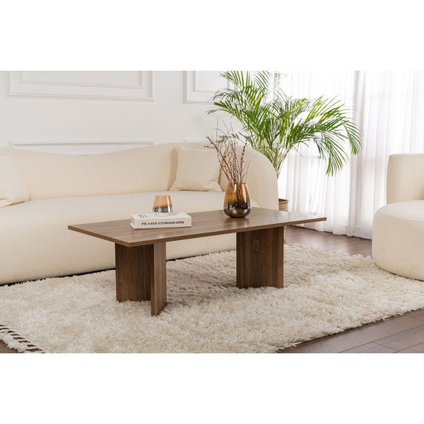 Tavolino da salotto marrone scuro con effetto noce 60x119 cm Sabin – Kalune Design-image-1