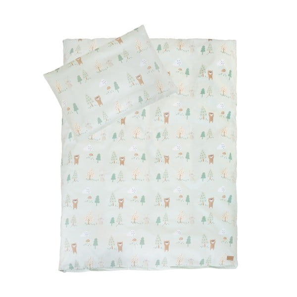Set copripiumino e federa da bambini verde chiaro in cotone per culla 100x135 cm Woodland Buddies – Roba-image-2