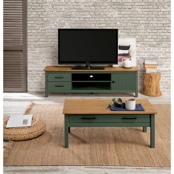 Tavolino da caffè in legno verde Miranda - Marckeric-image-1