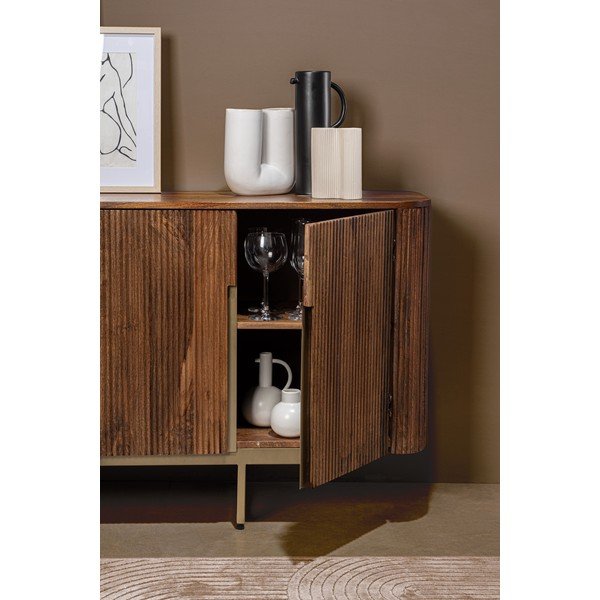 Credenza dorata/di colore naturale in mango massiccio 160x75x40 cm Vilas – Bizzotto-image-2