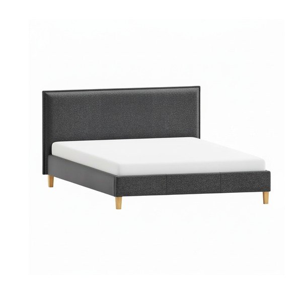 Letto matrimoniale imbottito grigio scuro con griglia 200x200 cm Tina - Ropez