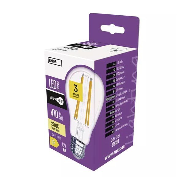 Lampadina a filamento LED calda E27, 3 W - EMOS-image-1