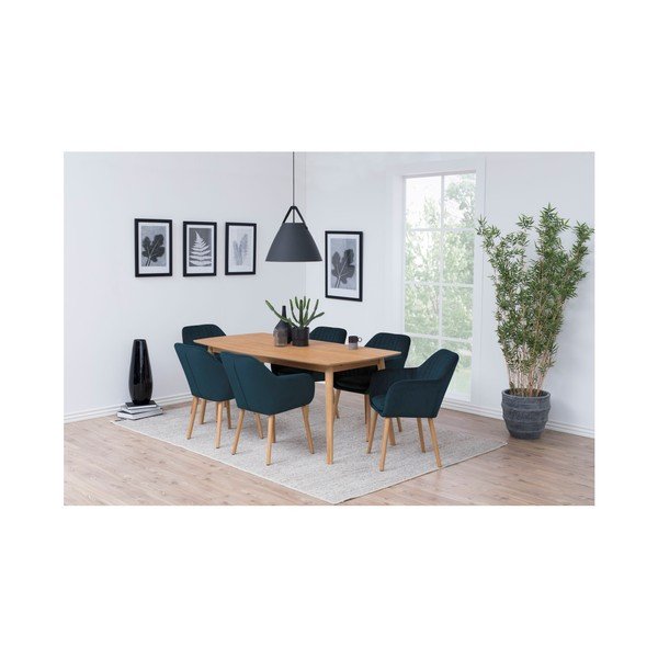 Sedia da pranzo blu scuro in imbottito con braccioli Emilia – Actona-image-1