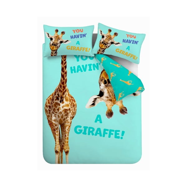 Biancheria da letto per bambini turchese per letto singolo 135x200 cm Havin A Giraffe – Catherine Lansfield