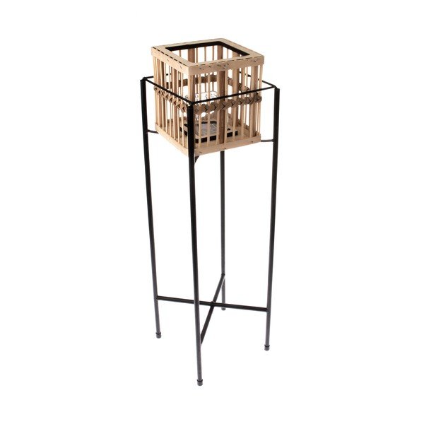 Candeliere in metallo e rattan , altezza 65,5 cm - Dakls