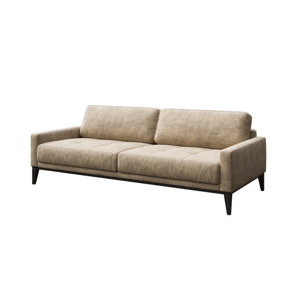 Divano trapuntato in similpelle beige, 210 cm Musso - MESONICA-image-2