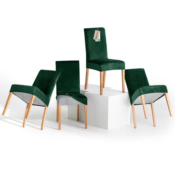 Set di coprisedia verdi con rivestimento elastico per sedie 4 pz 48 cm Sento – Restilo