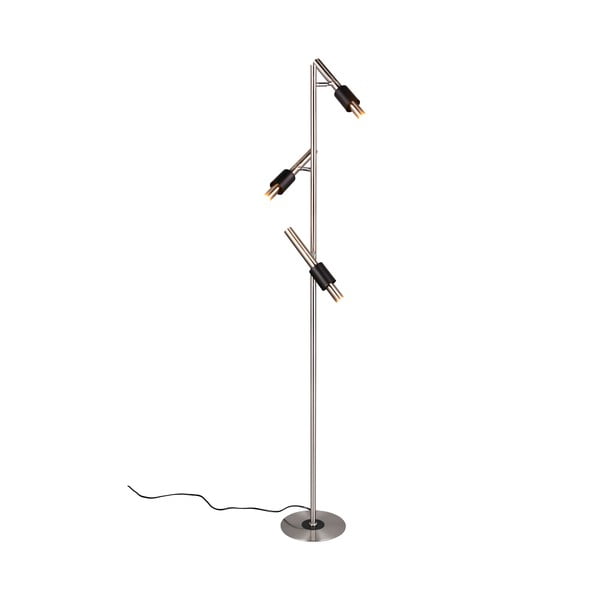 Lampada da terra LED nera e argentata (altezza totale 150 cm) Ikaris – Trio Select