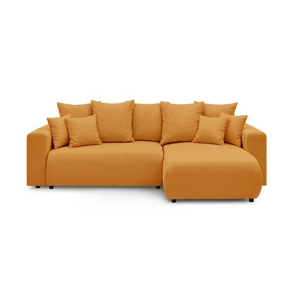 Divano letto in velluto a coste giallo senape Envy - Bobochic Paris