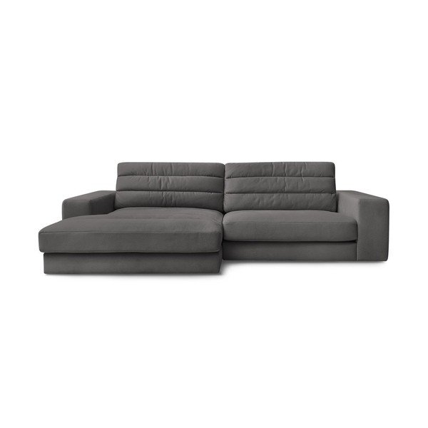 Divano angolare color antracite (con penisola a sinistra/con chaise lounge) con rivestimento in velluto Sierra – Bobochic Paris